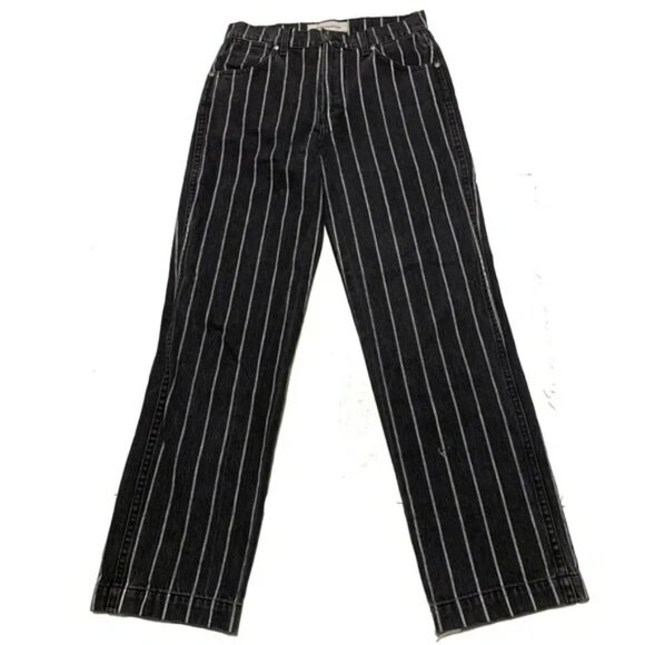 Reformation Roper Smart Ass Jeans High Rise Crop Sulu Pinstripe Size 26 - Picture 2 of 7